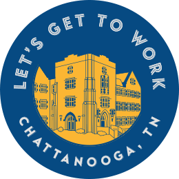 Let's get to work - Chattanooga, TN - logo with campus shot